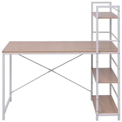 vidaXL Desk with 4-Tier Bookcase Oak - Brown - 120 x 52 x 120 cm