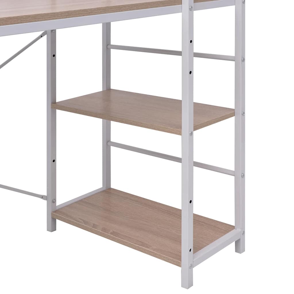 vidaXL Desk with 4-Tier Bookcase Oak - Brown - 120 x 52 x 120 cm