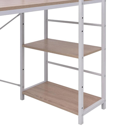 vidaXL Desk with 4-Tier Bookcase Oak - Brown - 120 x 52 x 120 cm