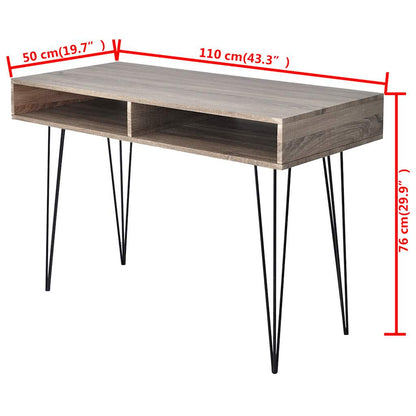 20136 vidaXL Desk with 2 Compartments Grey - Multicolour - 110 x 50 x 76 cm