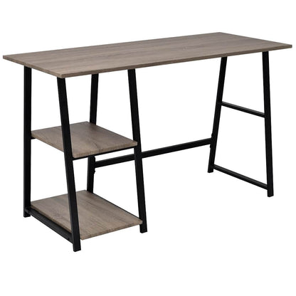 20137 vidaXL Desk with 2 Shelves Grey and Oak - 120 x 50 x 73 cm