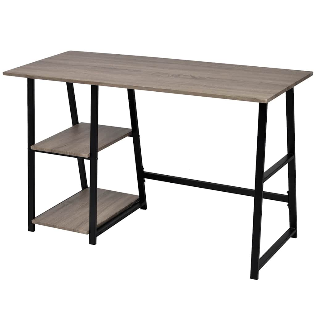 20137 vidaXL Desk with 2 Shelves Grey and Oak - 120 x 50 x 73 cm