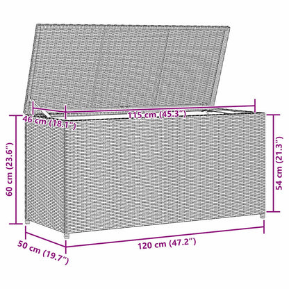 vidaXL Garden Storage Box Black 120x50x60 cm Poly Rattan