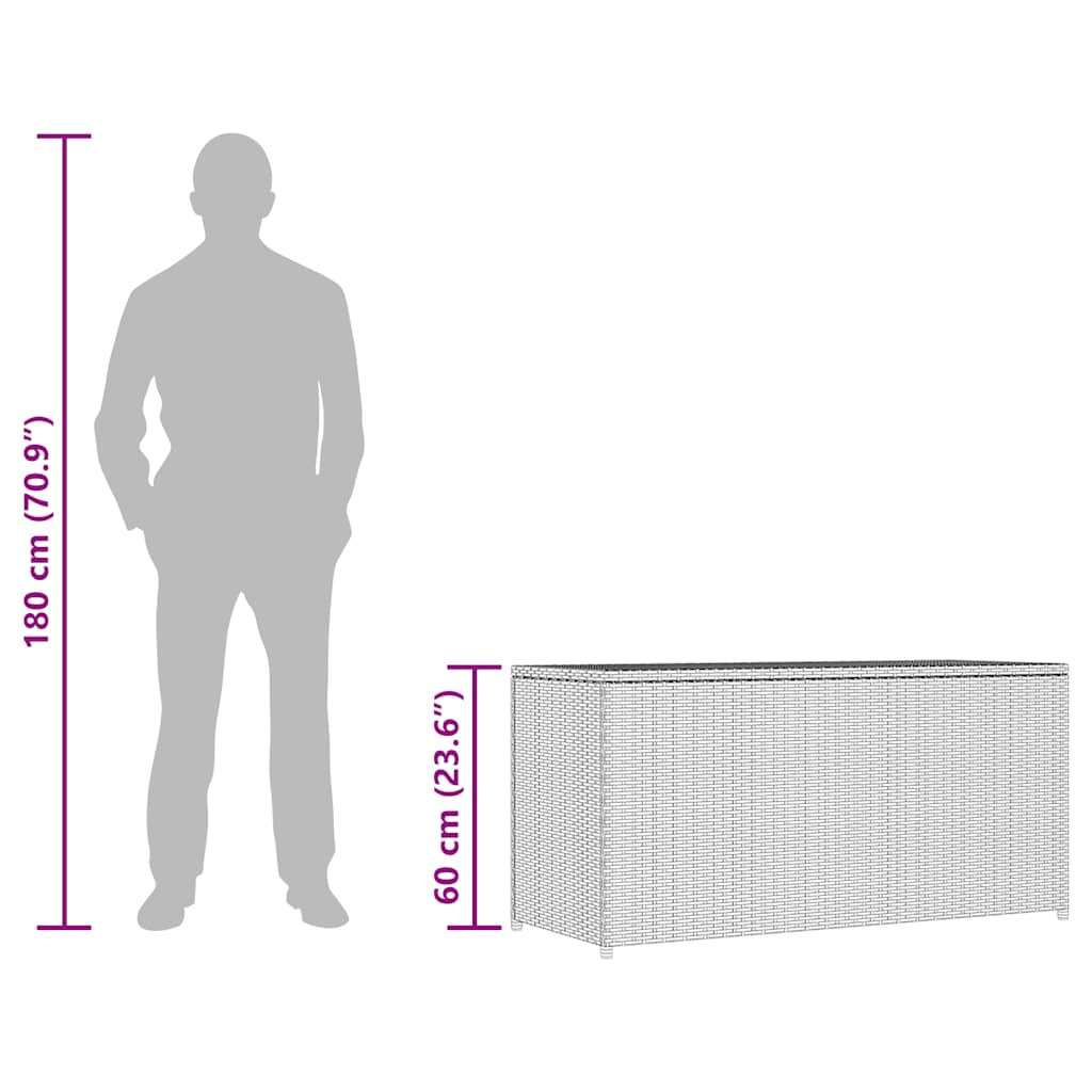 vidaXL Garden Storage Box Black 120x50x60 cm Poly Rattan
