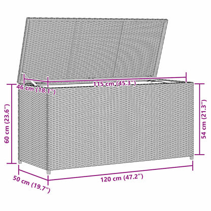 vidaXL Garden Storage Box Brown 120x50x60 cm Poly Rattan
