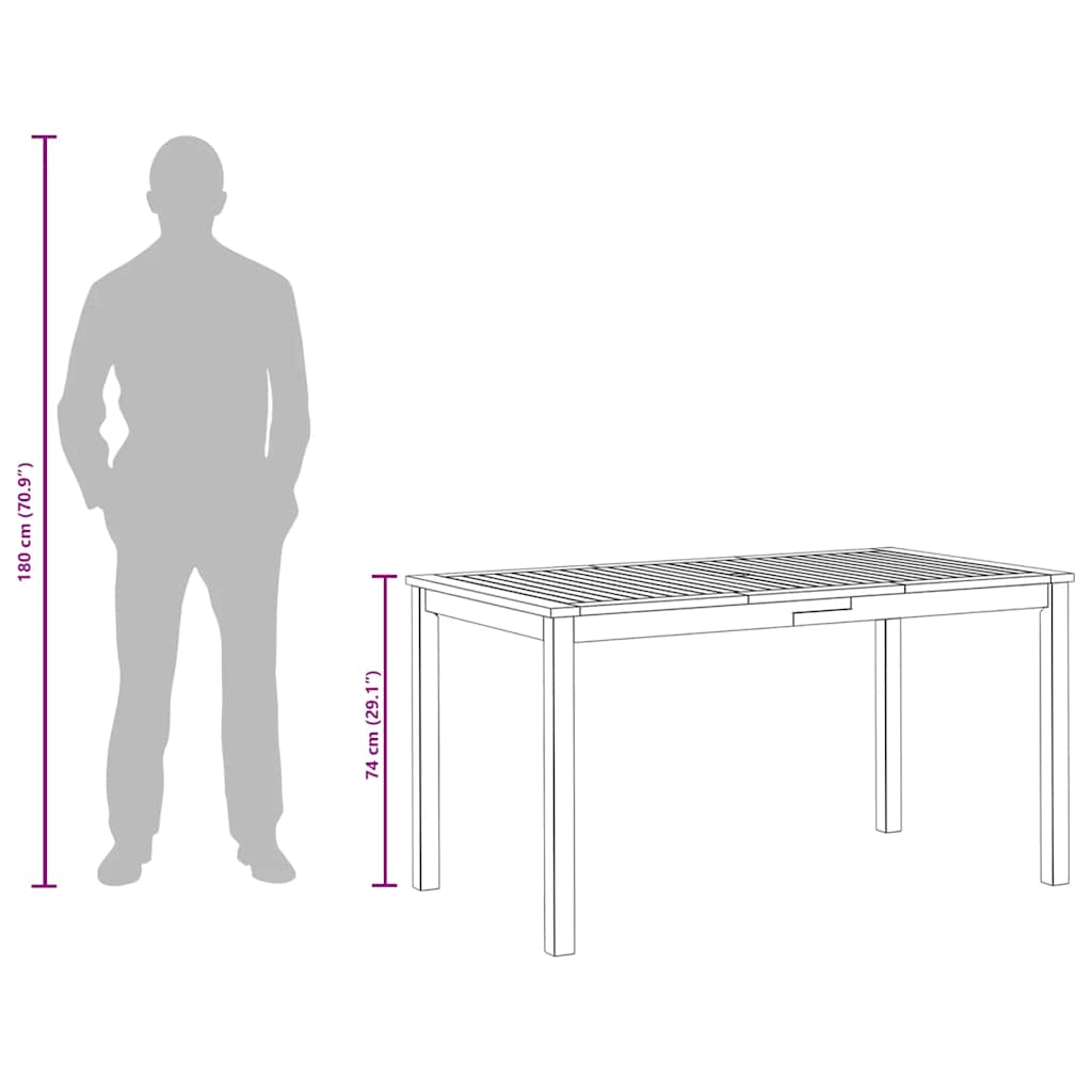 vidaXL Garden Table 140x80x74 cm Solid Acacia Wood - Brown