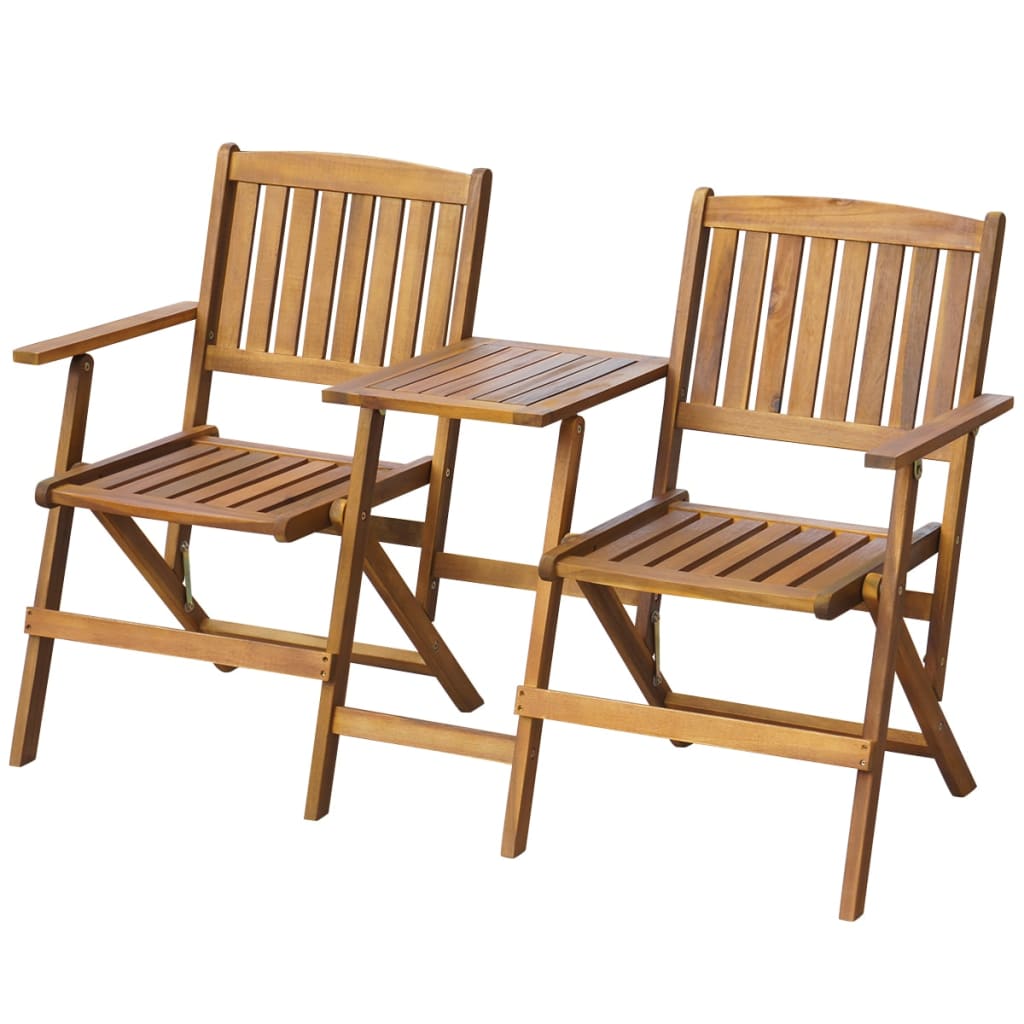 vidaXL Folding Garden Bench with Tea Table 140 cm Solid Acacia Wood - Brown