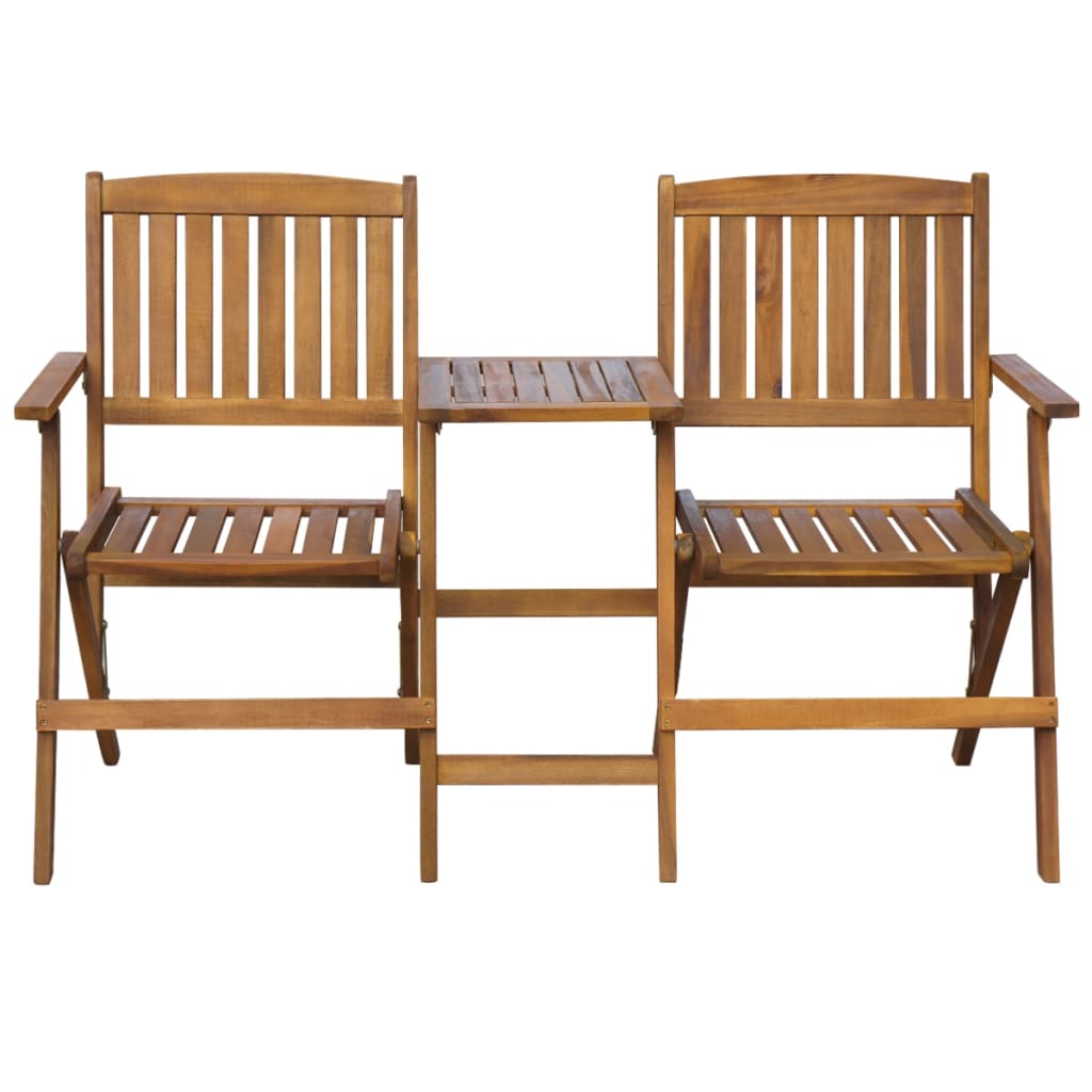 vidaXL Folding Garden Bench with Tea Table 140 cm Solid Acacia Wood - Brown