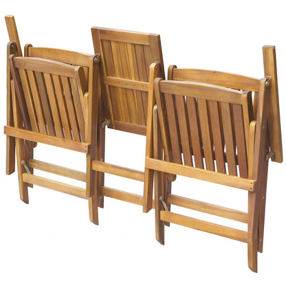 vidaXL Folding Garden Bench with Tea Table 140 cm Solid Acacia Wood - Brown