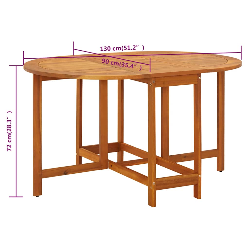 vidaXL Garden Table 130x90x72 cm Solid Acacia Wood - Brown