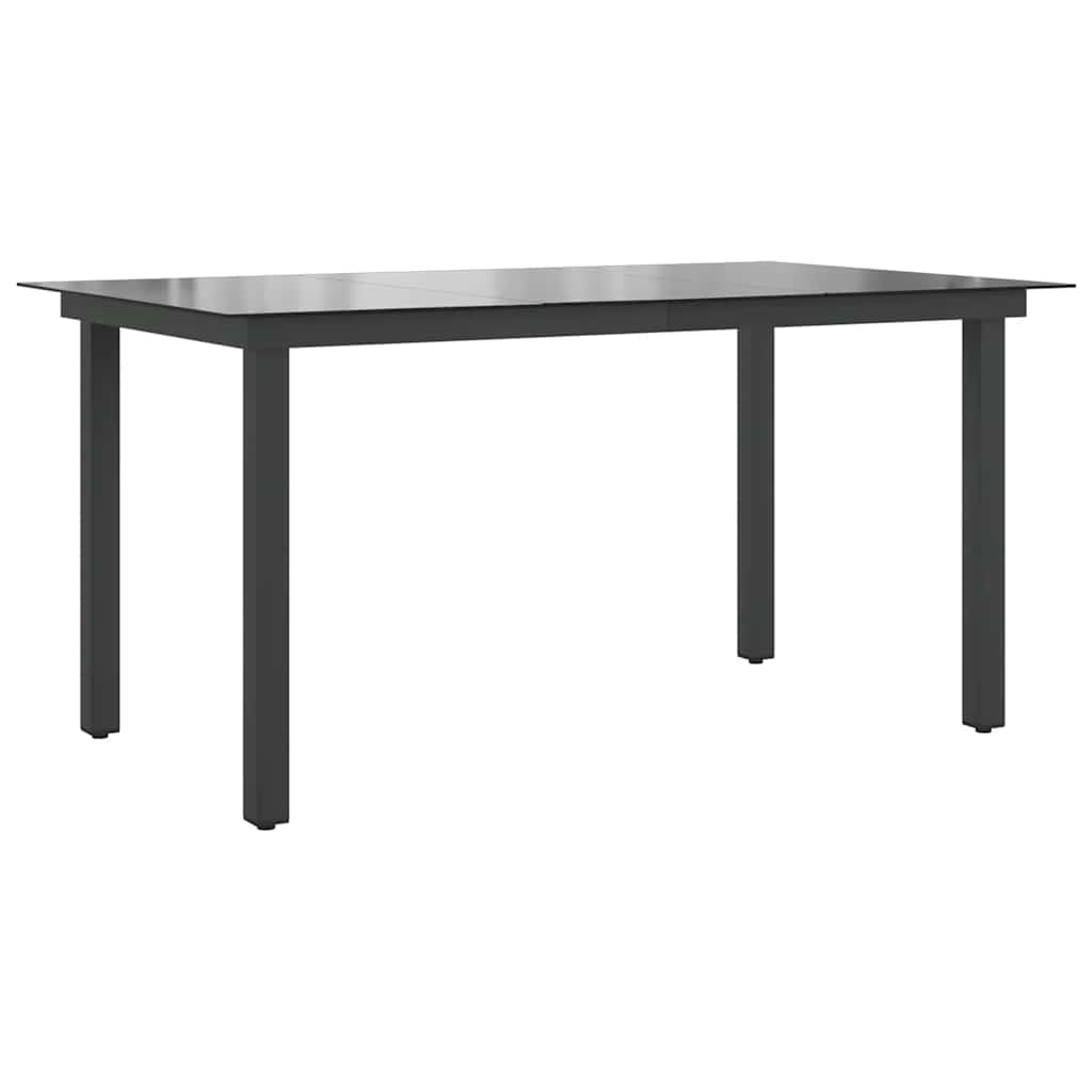 vidaXL Garden Table Black 150x90x74 cm Aluminium and Glass - 150 x 90 cm