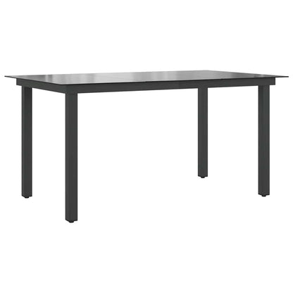 vidaXL Garden Table Black 150x90x74 cm Aluminium and Glass - 150 x 90 cm