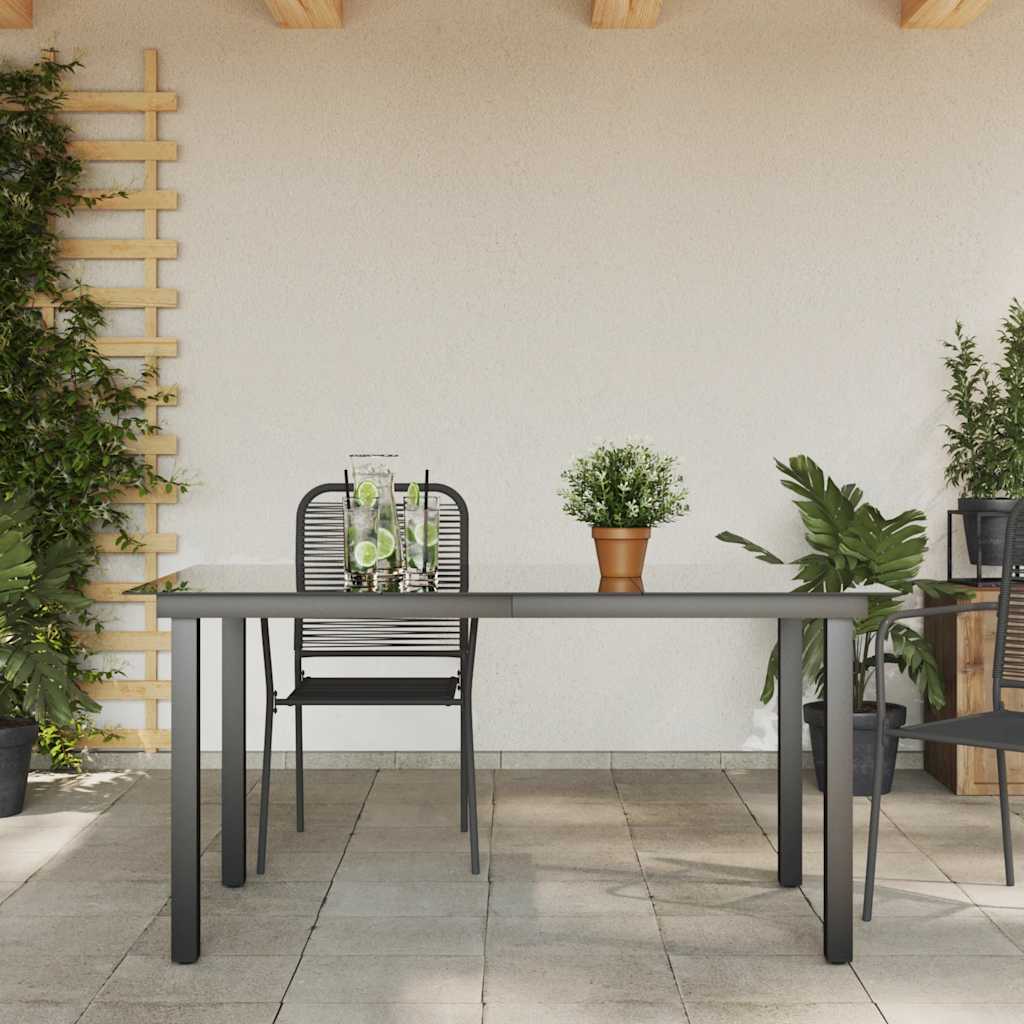 vidaXL Garden Table Black 150x90x74 cm Aluminium and Glass - 150 x 90 cm