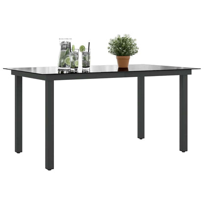 vidaXL Garden Table Black 150x90x74 cm Aluminium and Glass - 150 x 90 cm