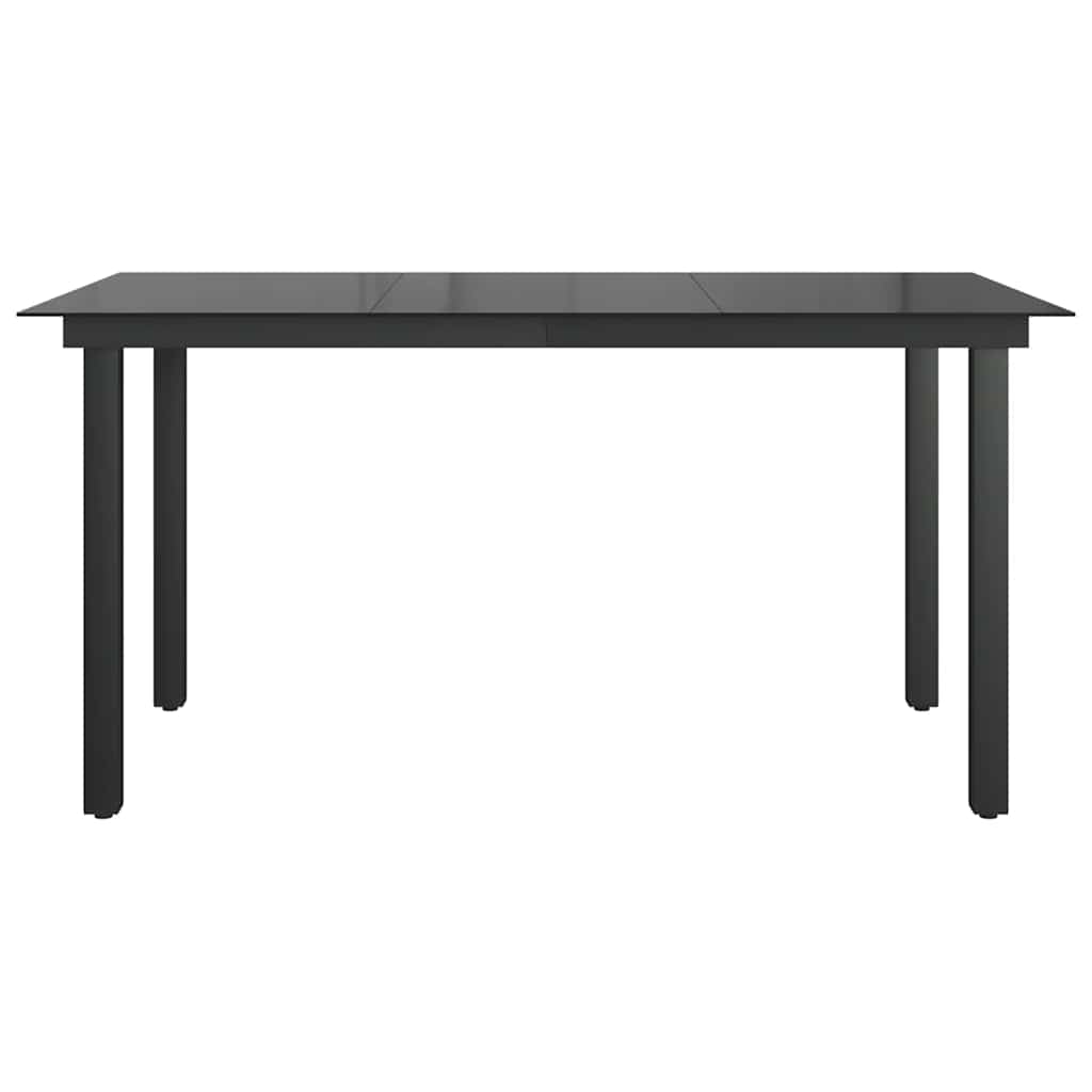 vidaXL Garden Table Black 150x90x74 cm Aluminium and Glass - 150 x 90 cm