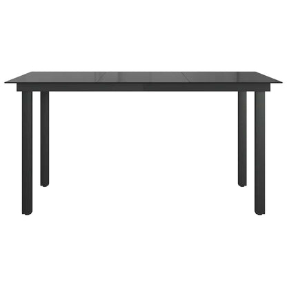 vidaXL Garden Table Black 150x90x74 cm Aluminium and Glass - 150 x 90 cm