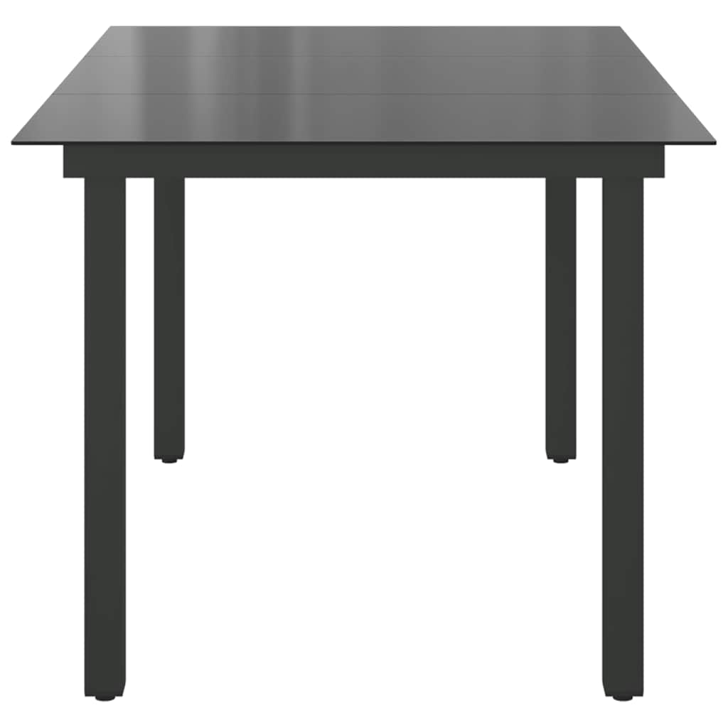 vidaXL Garden Table Black 150x90x74 cm Aluminium and Glass - 150 x 90 cm