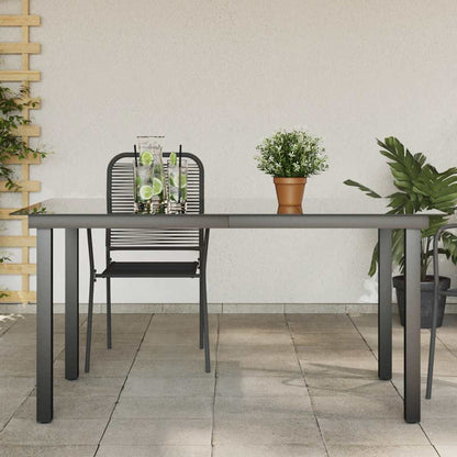 vidaXL Garden Table Black 150x90x74 cm Aluminium and Glass - 150 x 90 cm