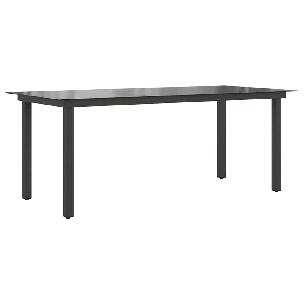 vidaXL Garden Dining Table | Black | Aluminium and Glass | 190 x 90 cm | Durable