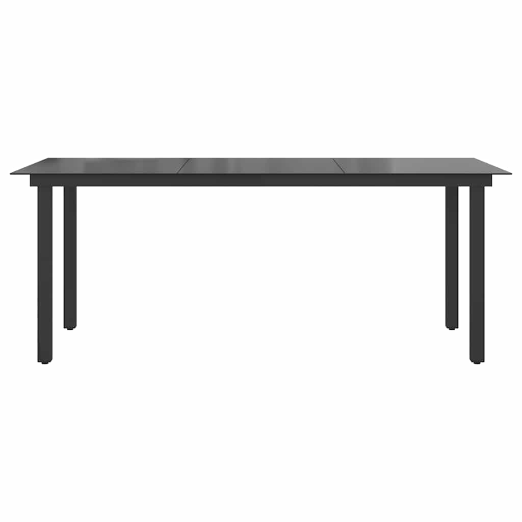 vidaXL Garden Dining Table | Black | Aluminium and Glass | 190 x 90 cm | Durable
