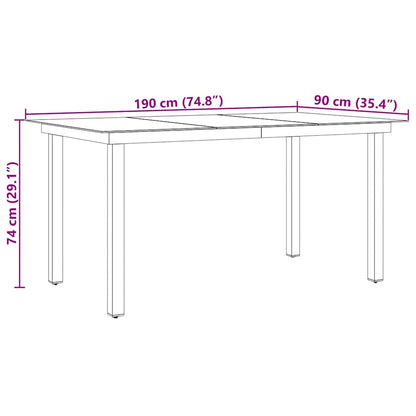 vidaXL Garden Dining Table | Black | Aluminium and Glass | 190 x 90 cm | Durable