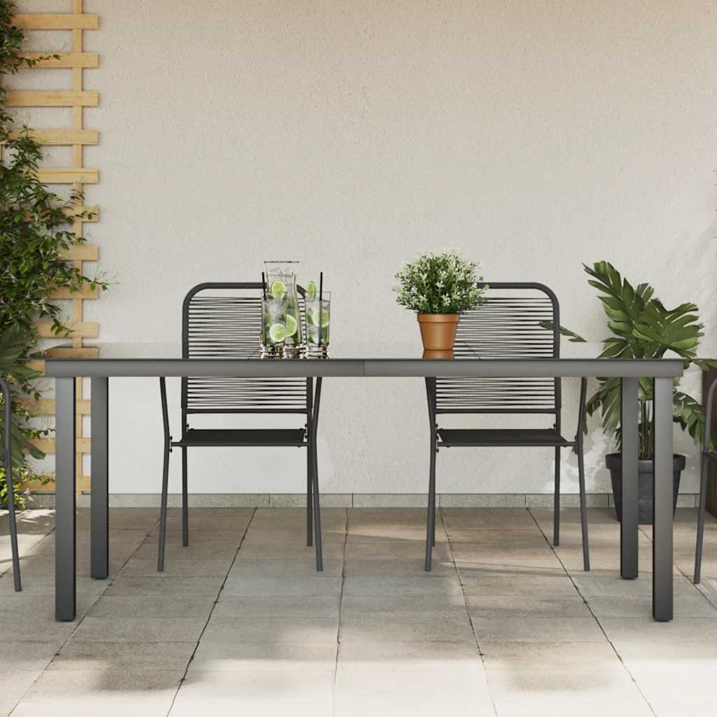 vidaXL Garden Dining Table | Black | Aluminium and Glass | 190 x 90 cm | Durable