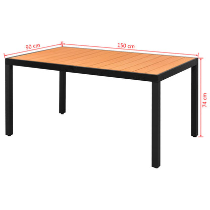 vidaXL Garden Table Brown 150x90x74 cm Aluminium and WPC - 150 x 90 cm
