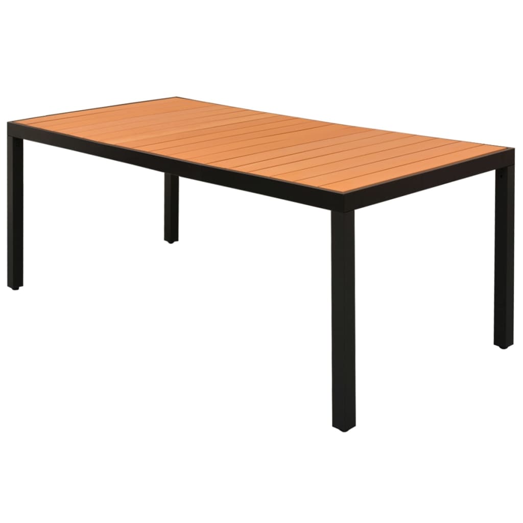 vidaXL Garden Table Brown 185x90x74 cm Aluminium and WPC - 185 x 90 cm