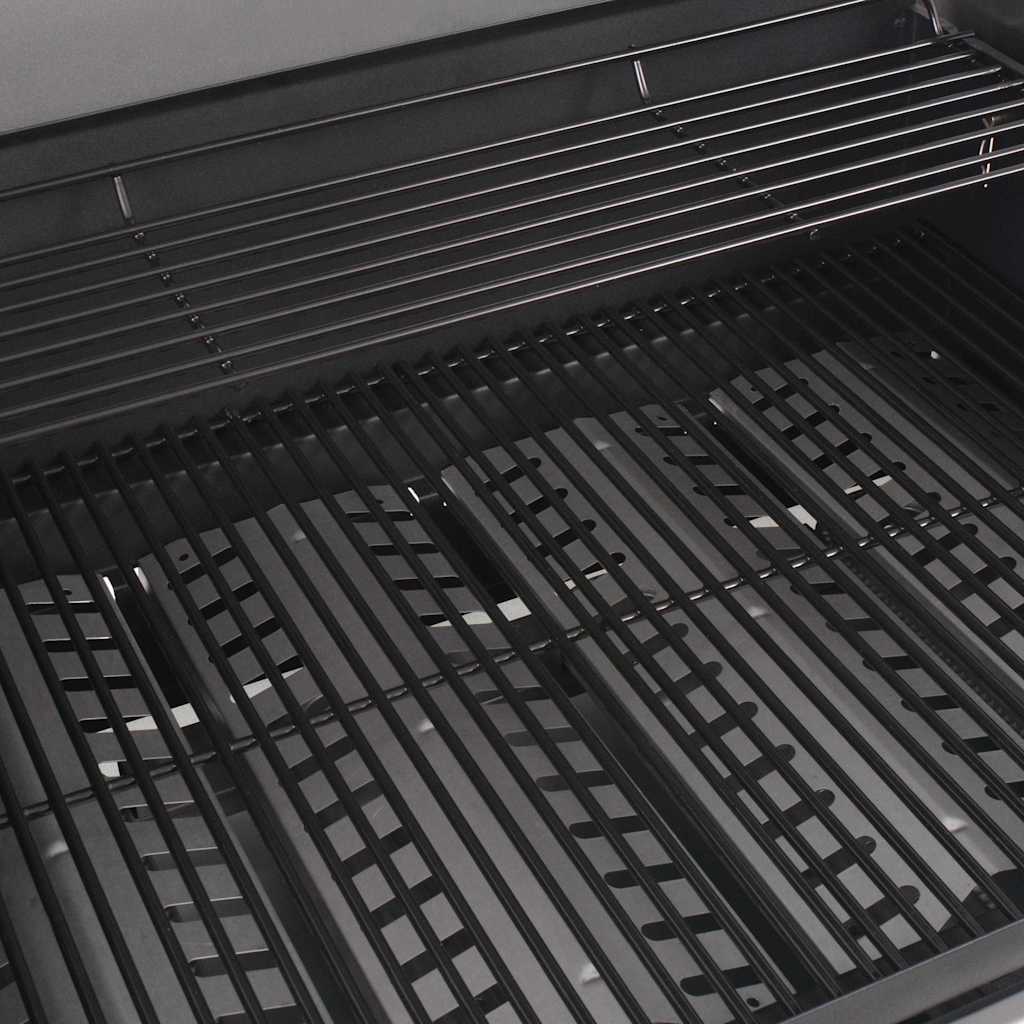 vidaXL Gas Barbecue Grill with Wheel Silver Steel with Metal Hose