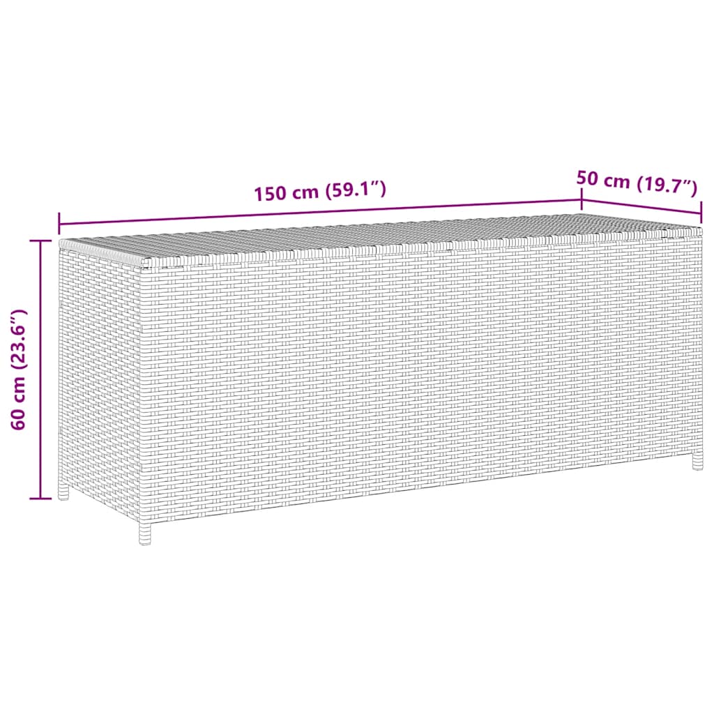 vidaXL Garden Storage Box Black 150x50x60 cm Poly Rattan