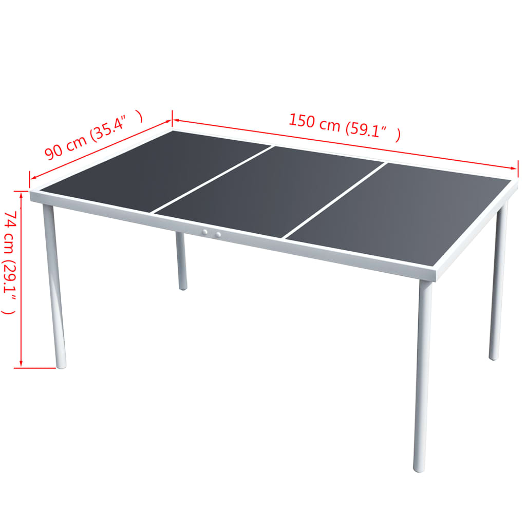 vidaXL Garden Table 150x90x74 cm Black Steel