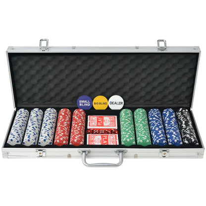 vidaXL Poker Set with 500 Chips Aluminium - 34230