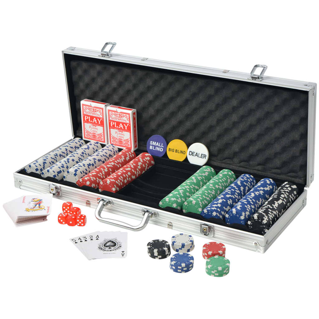 vidaXL Poker Set with 500 Chips Aluminium - 34230