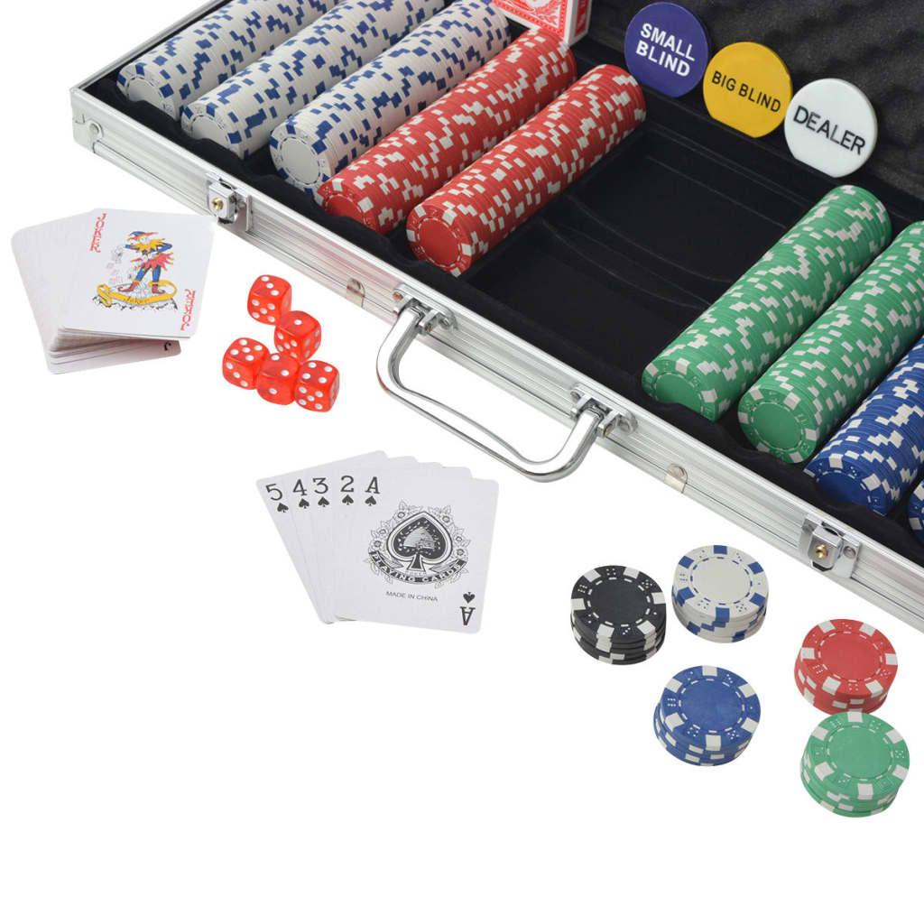 vidaXL Poker Set with 500 Chips Aluminium - 34230