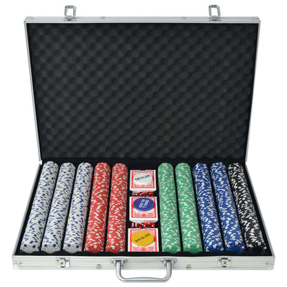 vidaXL Poker Set with 1000 Chips Aluminium - 34231