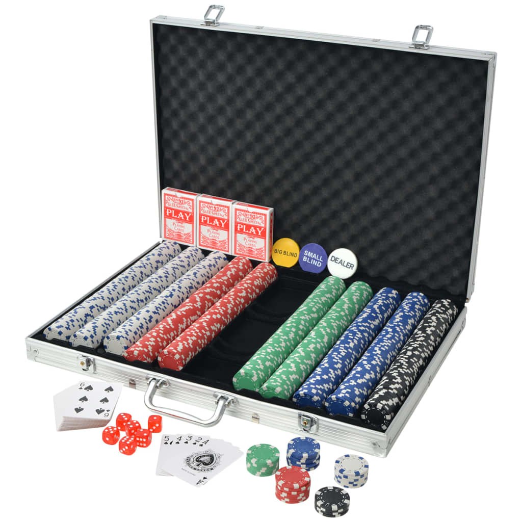 vidaXL Poker Set with 1000 Chips Aluminium - 34231