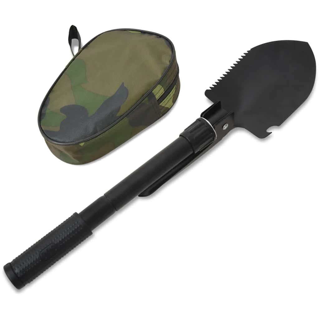 vidaXL Folding Shovel Carbon Steel Black - White