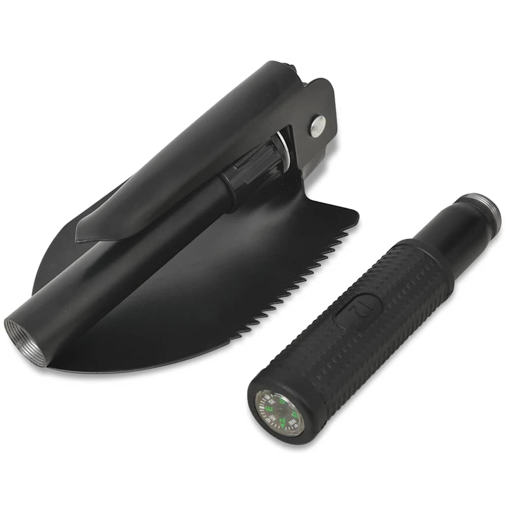 vidaXL Folding Shovel Carbon Steel Black - White