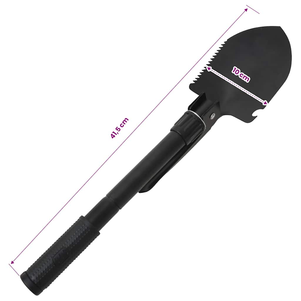 vidaXL Folding Shovel Carbon Steel Black - White