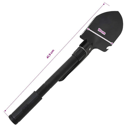 vidaXL Folding Shovel Carbon Steel Black - White