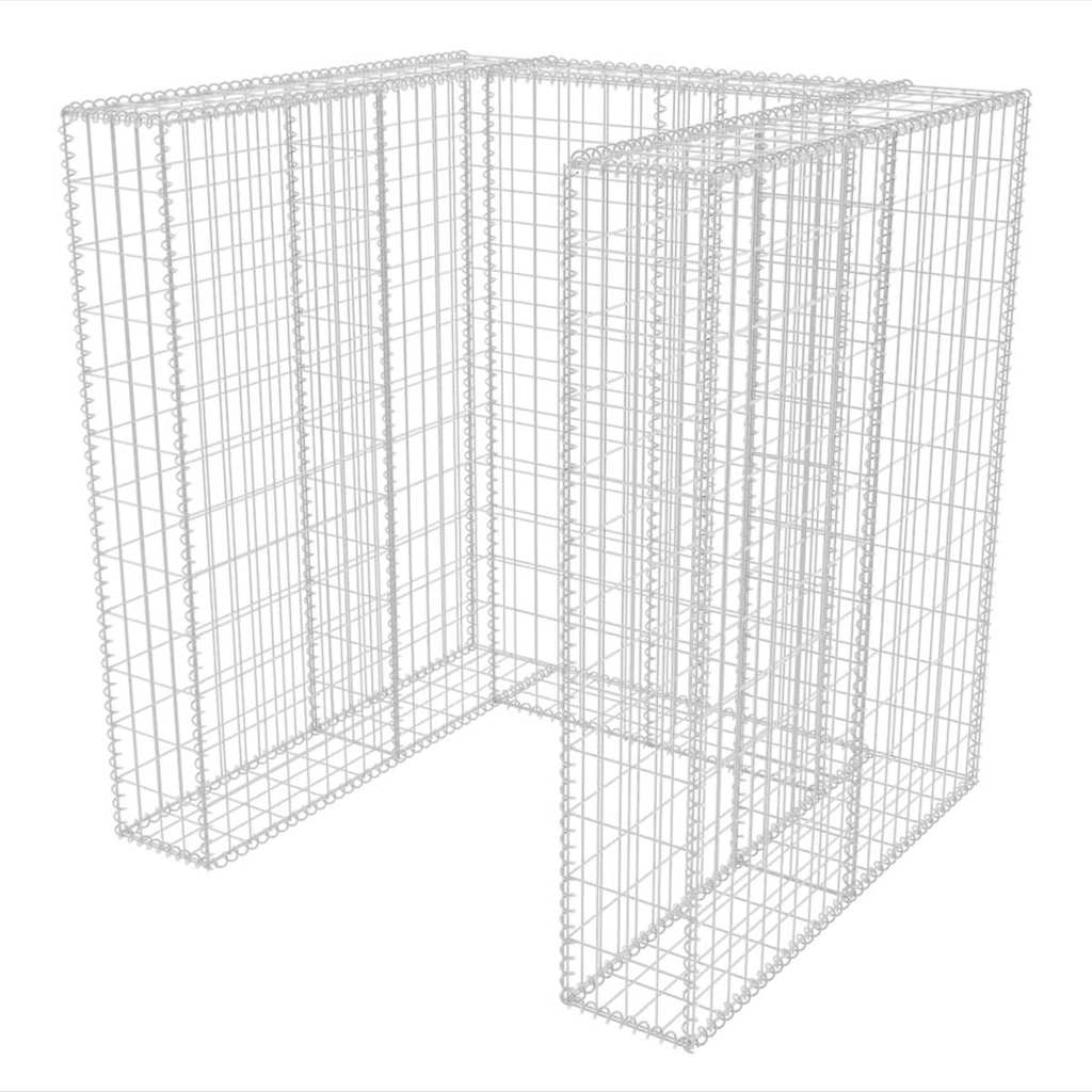 vidaXL Gabion Single Wheelie Bin Surround Steel 110x100x120 cm - Silver