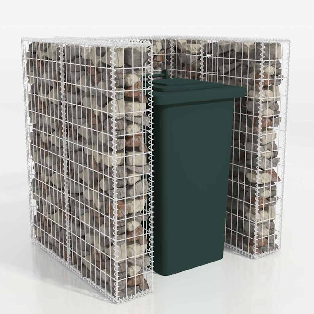 vidaXL Gabion Single Wheelie Bin Surround Steel 110x100x120 cm - Silver