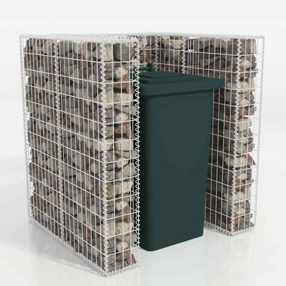 vidaXL Gabion Single Wheelie Bin Surround Steel 110x100x120 cm - Silver