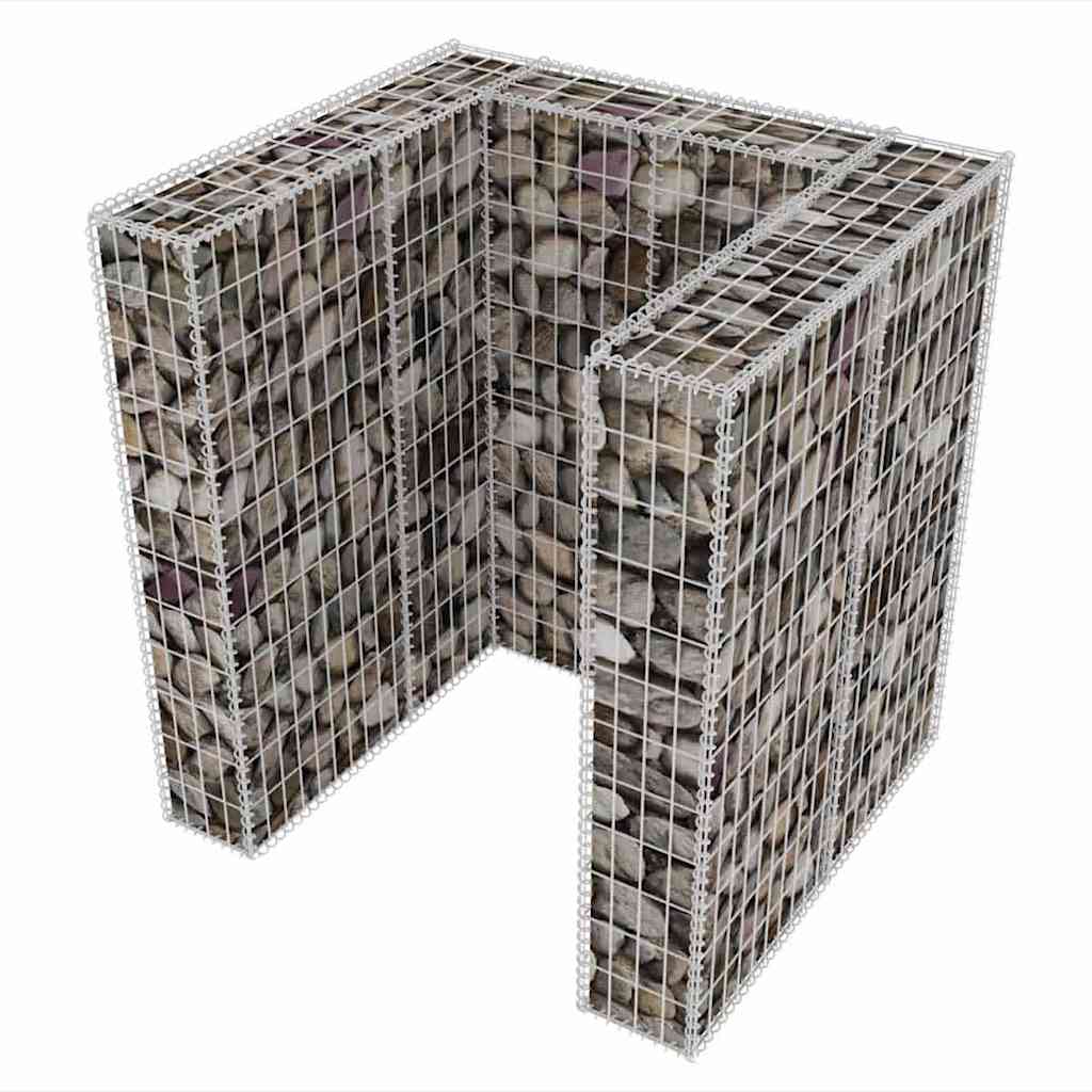 vidaXL Gabion Single Wheelie Bin Surround Steel 110x100x120 cm - Silver