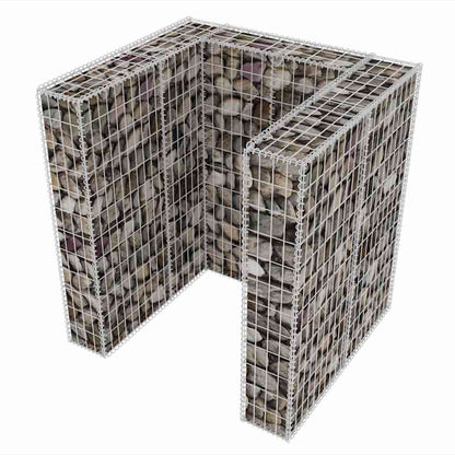 vidaXL Gabion Single Wheelie Bin Surround Steel 110x100x120 cm - Silver