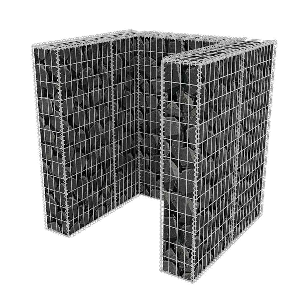 vidaXL Gabion Single Wheelie Bin Surround Steel 110x100x120 cm - Silver