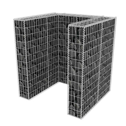 vidaXL Gabion Single Wheelie Bin Surround Steel 110x100x120 cm - Silver