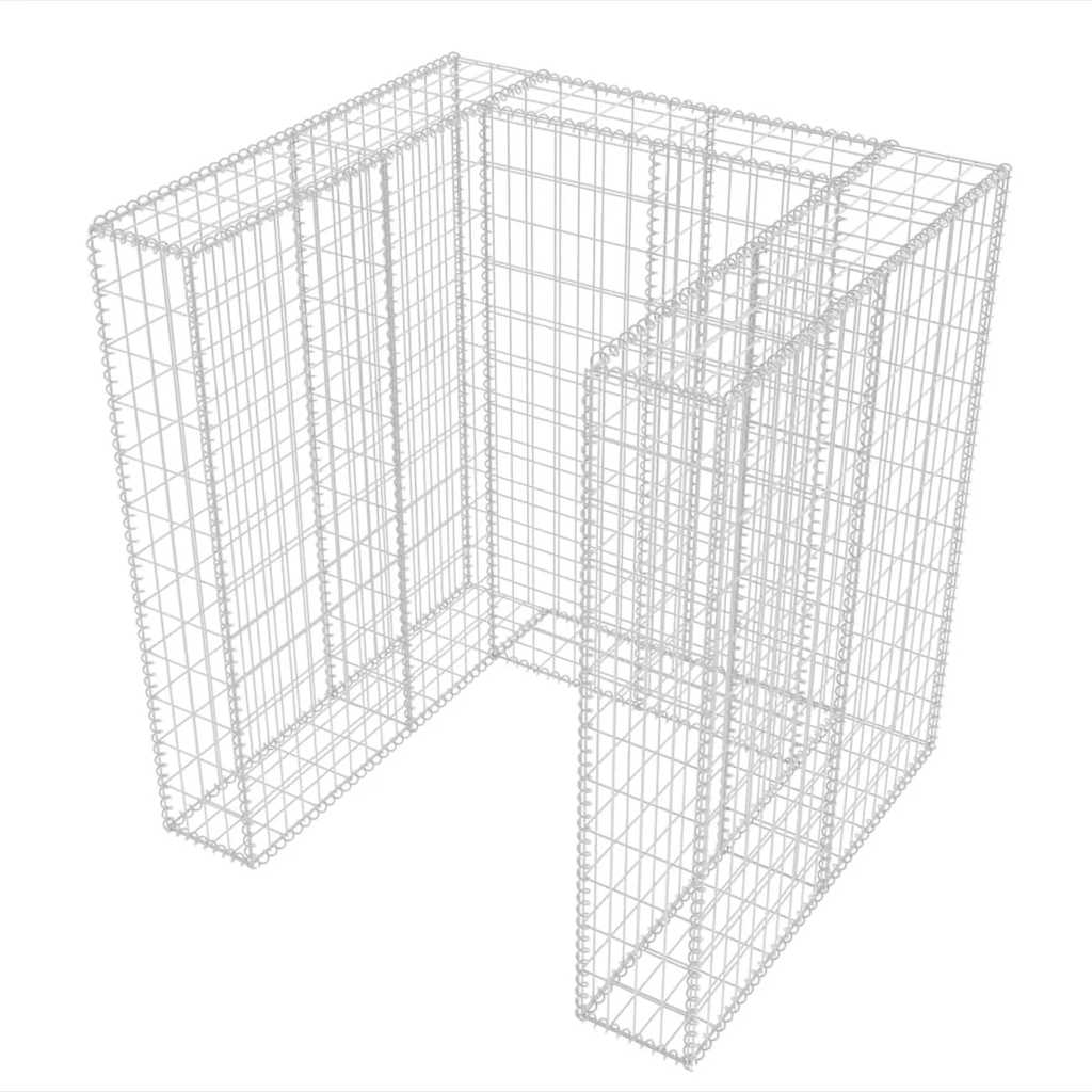 vidaXL Gabion Single Wheelie Bin Surround Steel 110x100x120 cm - Silver