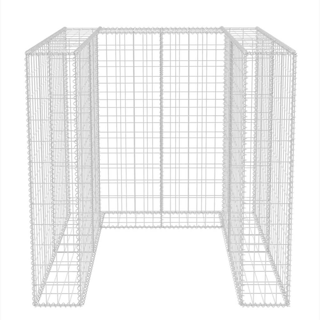 vidaXL Gabion Single Wheelie Bin Surround Steel 110x100x120 cm - Silver