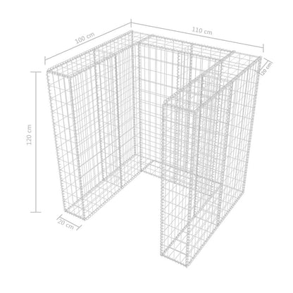 vidaXL Gabion Single Wheelie Bin Surround Steel 110x100x120 cm - Silver
